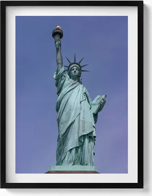 Produktbild von Freiheitsstatue in den USA New York– Wandbild mit Rahmen – Gerahmtes Bild  – Wanddekoration – 60x80 cm –  Schwarz Rahmen
