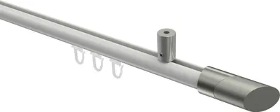 Produktbild von Interdeco Innenlaufstange / Gardinenstange mit Innenlauf Weiß / Edelstahl-Optik, Typ Sonius Verano (Schräge Bicolor) Deckenmontage, 20 mm Ø 1-läufig, 160 cm