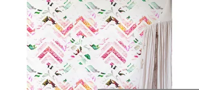 Produktbild von Coloray Fototapete 290x290 cm An Einer Wand Latex Latextapete - Floral Chevron Blumenzusammenfassung