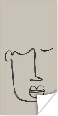 Produktbild von MuchoWow® Poster Gesicht - Abstrakt - Strichzeichnung 60x120 cm - Wandschmuck