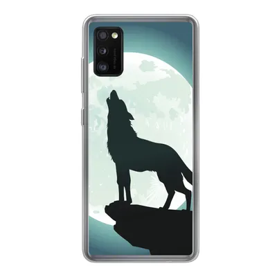 Produktbild von MuchoWow® Handyhülle Schutzhülle Hülle für Samsung Galaxy A41 Wolf - Mond - Stein Silikon Softcase Handy Hülle - Mobiltelefon