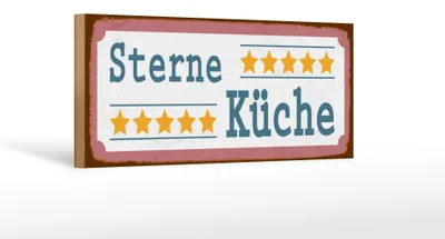 Produktbild von Holzschild  5 Sterne Küche, 27 x 10 cm, Holzschilder Spruch Küche Kochmütze