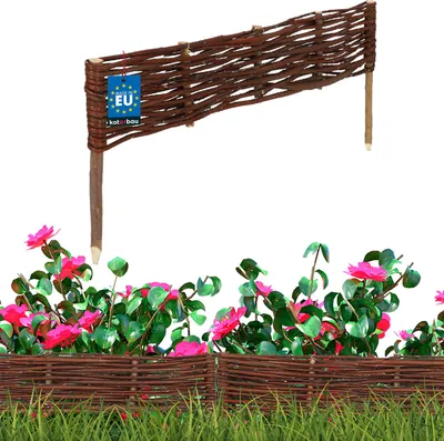 Immagine prodotto di KOTARBAU® Staccionata in Legno per Giardino Recinzione in Vimini 60x10 cm Marrone Staccionata Giardino Esterno Steccato in Legno