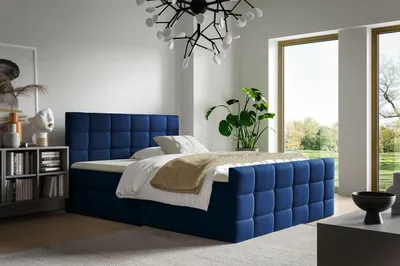 Obrázok produktu pre Manželská posteľ 140x200 DONIKA s úložným priestorom - tmavo modrá + topper ZDARMA