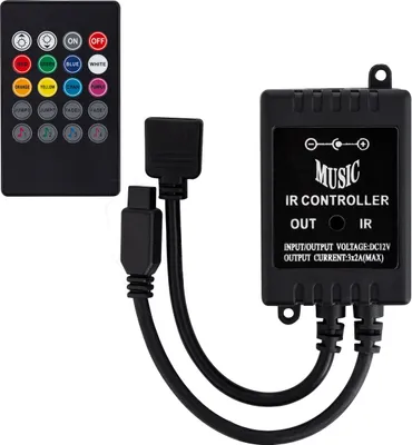 Produktbild von Controller Dimmer Musikalisch für LED Streifen RGB 12V DC mit IR Fernbedienung