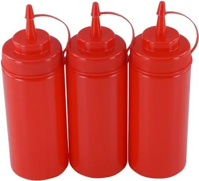 Produktbild von 3er Set Quetschflasche Rot 0,45 Liter