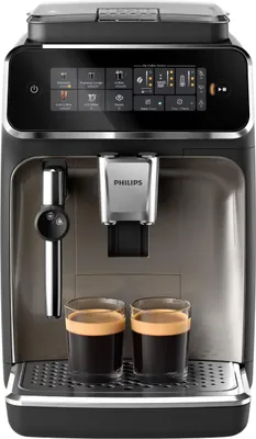 Immagine prodotto di Macchina per caffè espresso automatica Philips serie 3300 EP3326/90, sistema di schiumatura classico, 5 tipi di bevande, touchscreen intuitivo, nuova tecnologia SilentBrew, app HomeID, nero/oro