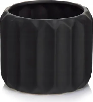 Produktbild von Keramik Übertopf Schwarz Matt 15 cm, geometrisch, modern, für Zimmerpflanzen 1 Stück