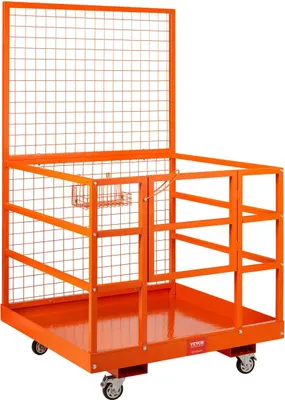 Produktbild von Sicherheitskorb für Gabelstapler, Arbeitsplattform 43 x 45 Zoll, 1400 lbs, mit Rädern für Hubarbeitsbühnen
