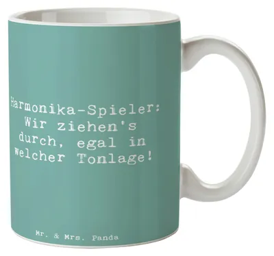 Produktbild von Mr. & Mrs. Panda Teetasse Spruch Harmonika Spieler - Meeresbrise - Geschenk, Becher, Kaffeebecher, Instrument, Spaß, durchziehen, Tasse, Kaffeetasse, Musikinstrument