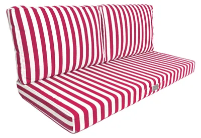 Image de Coussins pour salon de jardin déhoussable 100x50cm - Rayure rouge
