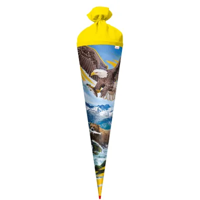 Produktbild von ROTH Schultüte groß Seeadler 70 cm rund Rot(h)-Spitze Filzverschluss Zuckertüte Schulanfang