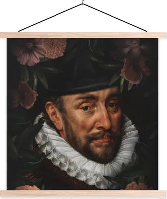 Produktbild von MuchoWow® Textilposter Wilhelm von Oranien - Kunst - Blume 40x40 cm mit holzfarbenen Rahmen - Posterleiste