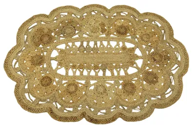 Image de carpetfine Tapis Jute Paul Ovale couleur naturelle beige 120x170 cm tissé à la main en Jute | Modèle naturel moderne Uni à tissage plat de style boho pour le salon et la chambre à coucher