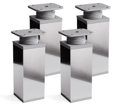 Produktbild von 4er Set sossai moderne Möbelfüße in Chrom 60mm höhenverstellbar Schrankfüße Sockelfüße