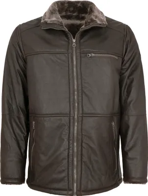 Produktbild von Redpoint - Herren Echtleder Lederjacke Lammleder Kunstfell dunkelbraun