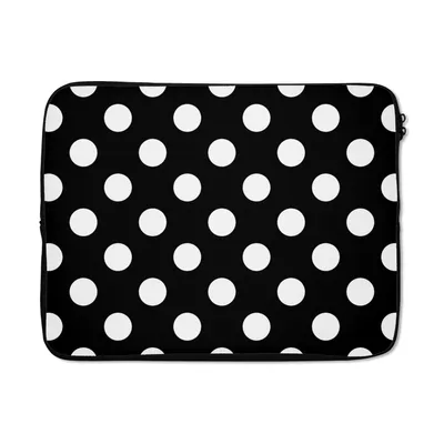 Produktbild von MuchoWow® Laptop Hülle 17 Zoll Laptoptasche Polka dots - Muster - Schwarz und Weiß - Zipper - Schutzabdeckung