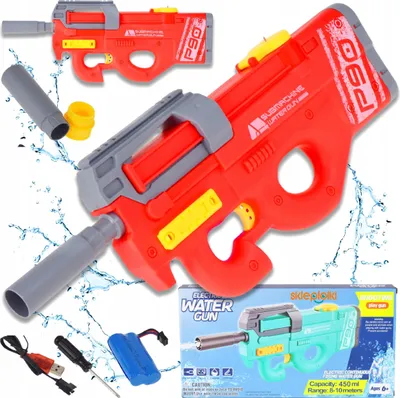 Immagine prodotto di Pistole giocattolo - Pistola ad acqua elettrica con ricarica USB - ideale per i bambini, portata precisa fino a 12 metri, impermeabile, grande serbatoio da 450 ml.