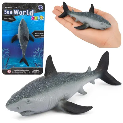 Immagine prodotto di Figura di squalo in gomma, realistica ed estensibile, altezza 18 cm
