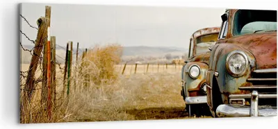 Produktbild von Bild auf Leinwand - Leinwandbild - Auto Alt Feld - 100x40cm - Wand Bild - Wanddeko - Wandbilder - Leinwanddruck - Bilder - Kunstdruck - Wanddekoration - Leinwand bilder - Wandkunst - AB100x40-0117
