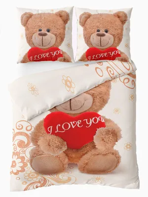 Produktbild von Winterbettwäsche Thermofleece 135x200 cm 80x80 cm Beige Braun Rot Herz Design Kuschelig mit Reißverschluss