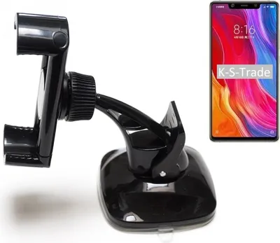 Produktbild von K-S-Trade kompakte Handy-Halterung Windschutzscheibe kompatibel mit Xiaomi Mi 8 SE Armaturenbrett schwarz Autohalterung KFZ Halter Scheiben-Halterung