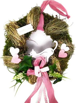 Produktbild von CreaFlor Home Türkranz Ø 30 cm Katze, rosa weiß