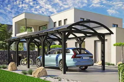 Produktbild von Einzelcarport SKAN HOLZ Franken inkl. Pfostenanker 376 x 969 cm anthrazit