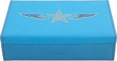 Produktbild von Friedrich Lederwaren Schmuckkasten, Baccara, flach, Stern und Flügel aus Strass, Mikrofaser/Feinsynthetik, blau, 20103-5
