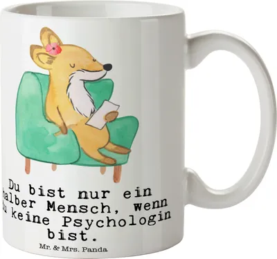 Produktbild von Mr. & Mrs. Panda Pott Psychologin Herz - Weiß - Geschenk, Kaffeebecher, Teetasse, Teepott, Kaffeetasse, Tasse