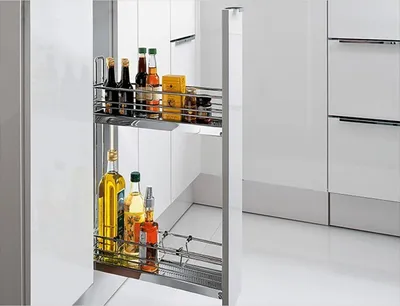 Produktbild von Hettich Unterschrank-Frontauszug Classic 9207578, 90° rechts, silber, KB150mm