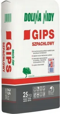 A bag of Nida Valley Gipsspachtel (gypsum plaster) is shown.