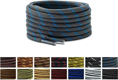 Zweifarbige Schnürsenkel für Wanderschuhe / Arbeitsschuhe - Grau Blau Gemustert – 140 cm  