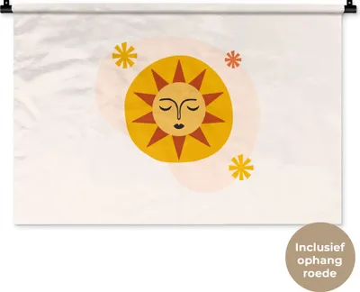Produktbild von MuchoWow® Wandteppich Wandbehang Sonne - Sommer - Pastell 90x60 cm Tapisserie Dekoration Wandtuch - Wandskulpturen - Bildteppich