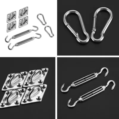 Image de kit de 8 pièces de fixation pour voile solaire en acier inoxydable argenté Accessoires de montage