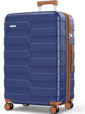 Image de Vipbox Valise Coque rigide Grande 75cm Serrure TSA Extensible Léger 4 Roues Bleu XL