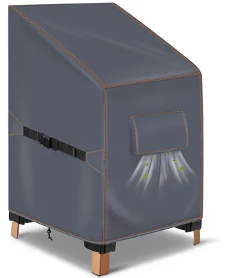 Image de Housse de chaise de jardin, gris, 80x85x60/90 cm, 420D, imperméable, pour chaises empilables