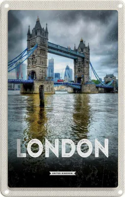 Produktbild von vianmo Blechschild 18x12 cm London England Reiseziel Brücke Bildmotiv Reisemotiv Abenteuer Reisen Urlaub