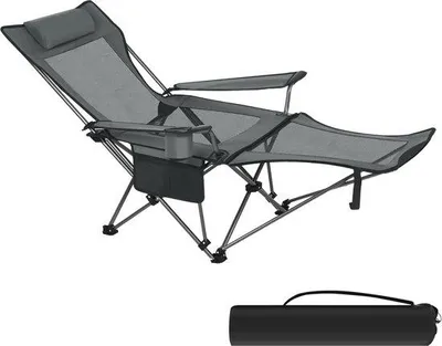 Produktbild von Campingstuhl mit abnehmbarer Fußstütze und verstellbarer Rückenlehne – Klappstuhl zum Zusammenklappen für Camping, Strand oder Angeln