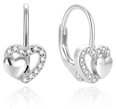 Image de Charmantes boucles d'oreilles en argent avec des cœurs AGUC1283DL