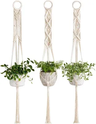 Obrázek produktu pro Sada 3 kusů závěsných květináčů, makramé, 99 cm, dekorace ve stylu boho