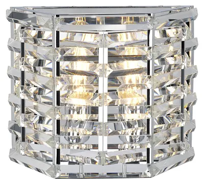 Zdjęcie produktu dla Kinkiet glamour Shoal polerowany nikiel 2xE27x60W kryształ wym:25,8x30,6x15,3cm IP20 Elstead