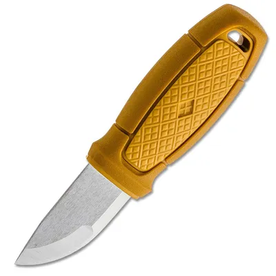 Produktbild von Morakniv ELDRIS Neck-Knife, Sandvik-Stahl 12C27, rostfrei, gelber Kunststoffgriff, Köcherscheide, Feuerstarter