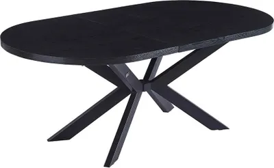 Produktbild von Home Deluxe – Esstisch-Set AVENTI mit 8 Stühlen NODA Grau / Braun - Farbe: Dark Oak, Maße: 120-160 x 76 x 12 cm, Sternenfuß I Essgruppe Ausziehtisch Esszimmermöbel