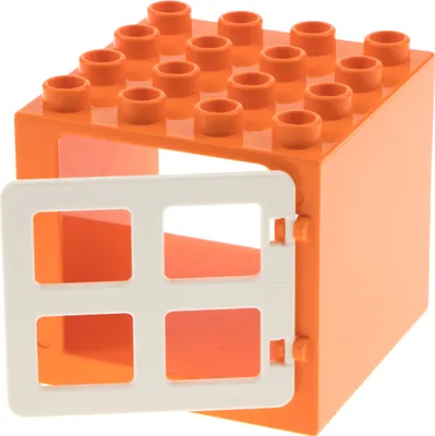 Produktbild von 1x Lego Duplo Fenster 4x4x3 orange Würfel Tür 1x4x3 weiß 10616 90265 18857