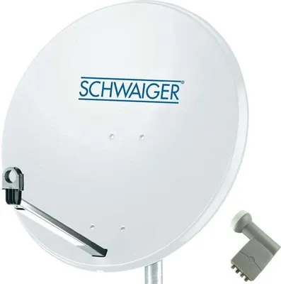 Produktbild von SCHWAIGER SAT Anlage 80 cm 4 Teilnehmer Quad-LNB (mit Switch) Hellgrau