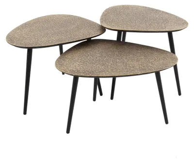 Image de Table basse FURNLUX dorée métallisée et noire 58 cm (3 pièces) / Couleur principale : doré / Dimensions : 58 x 43 x 48 cm