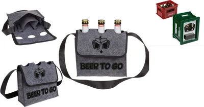 Produktbild von Filz Flaschentasche Filztasche Umhängetasche Bier / Beer to go für 3 Bierflaschen mit Bierkasten Flaschenöffner