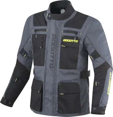 Image de Bogotto Covelo blouson textile imperméable pour moto, noir/gris/fluo-jaune, M