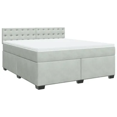 Produktbild von Boxspringbett mit Matratze Hellgrau 180x200 cm Samt